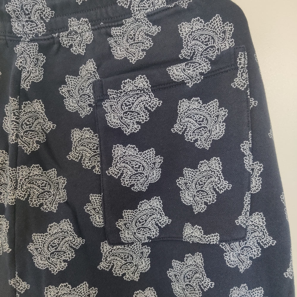 J. Crew University Terry Drawstring Sweatpants in Paisley Bunch Navy Blue - Picture 7 of 7